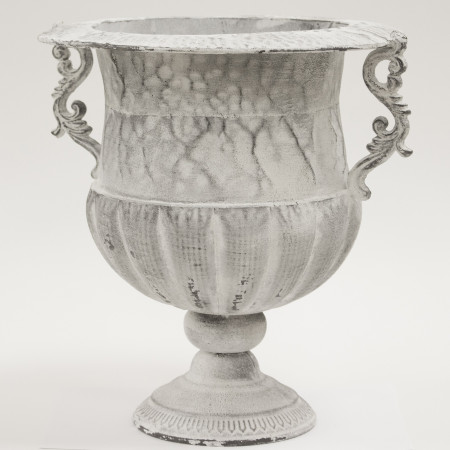 detail Sivá kovová váza s ušami GD DESIGN