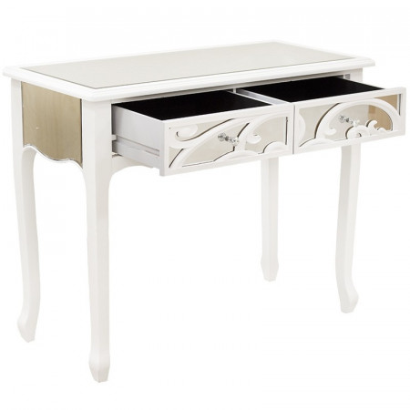 detail Biely stolík s dvomi šuflíkmi GD DESIGN
