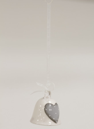 detail Biely zvonček so šedým srdiečkom GD DESIGN
