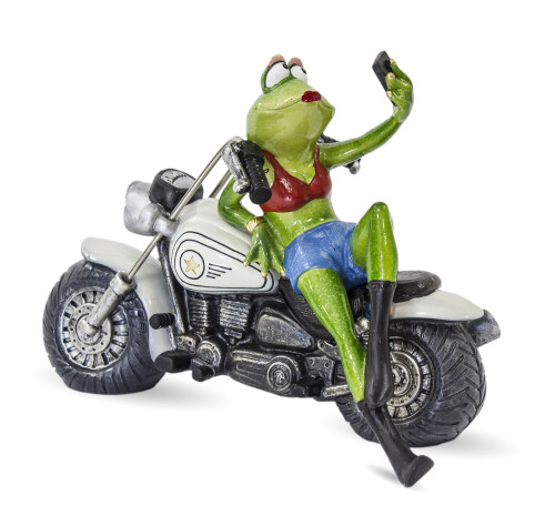 Figúrka žabka na motorke