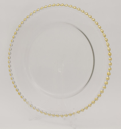 detail Sklenený tanier so zlatým okrajom GD DESIGN