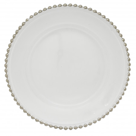 detail Sklenený tanier so strieborným detailom GD DESIGN