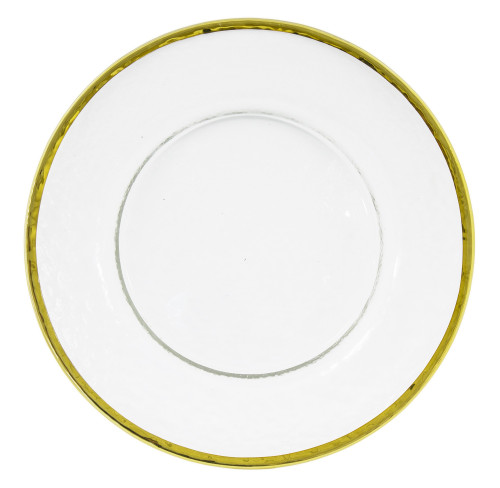 Sklenený tanier so zlatým okrajom