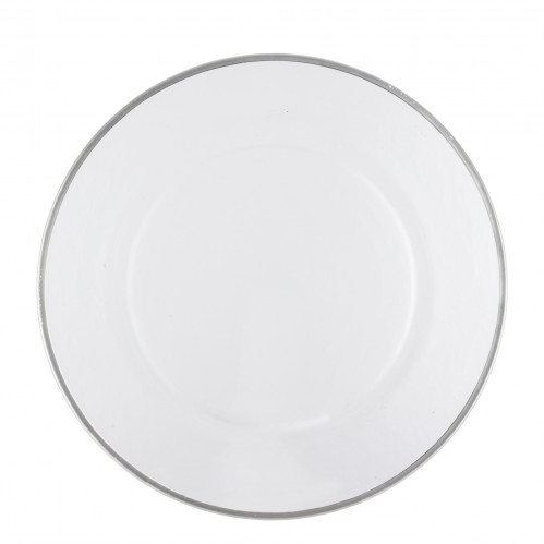 Sklenený tanier so strieborným okrajom