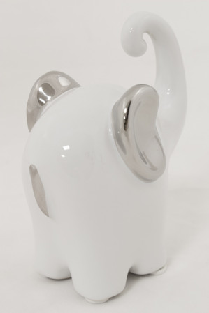 detail Biely slon z keramiky GD DESIGN