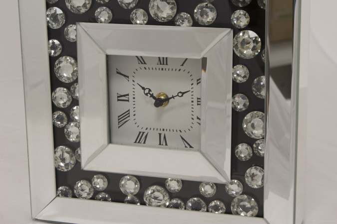 detail Stolové zrkadlové hodiny s kamienkami  GD DESIGN
