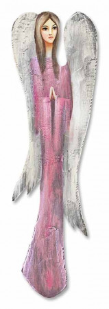 detail Drevený anjel v ružových šatách GD DESIGN