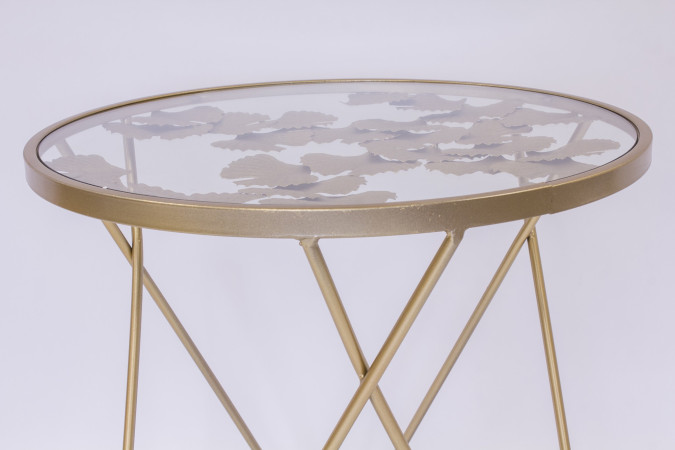 detail Kovový stôl s motívom ginkgo GD DESIGN