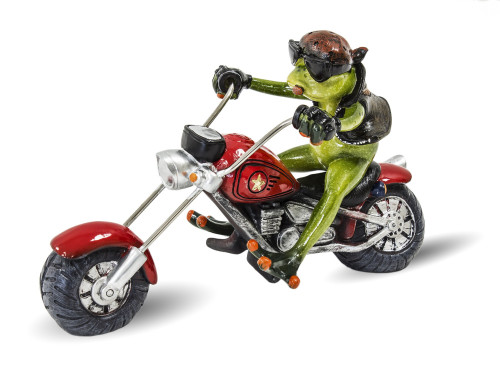 Figúrka žaba motorkár