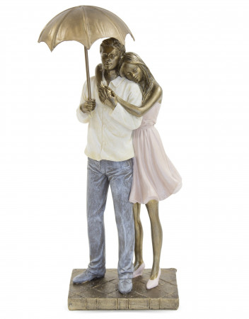 detail Soška zamilovaného páru pod dáždnikom zlatá GD DESIGN