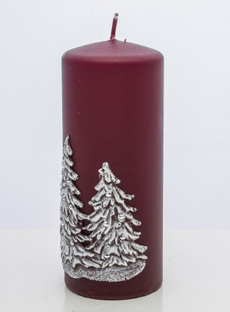 detail En burgundy Zimní svíčky stromy velký váleček GD DESIGN
