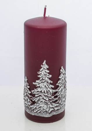 detail En burgundy Zimní svíčky stromy velký váleček GD DESIGN