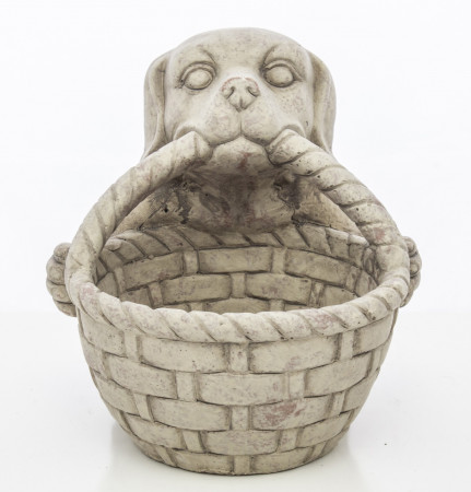 detail Kameninový pes s košíkem GD DESIGN