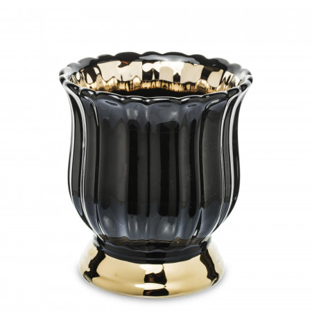 detail Čierno-zlatý kvetináč z keramiky GD DESIGN