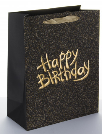 detail Čierna taška Happy Birthday zlatá GD DESIGN