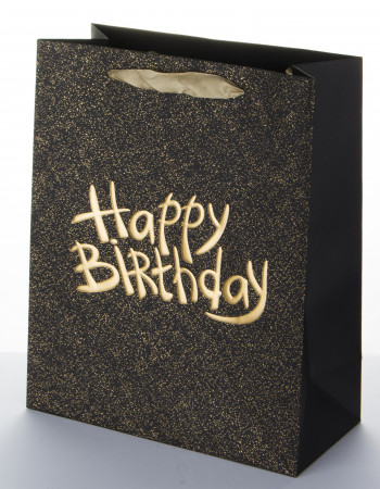 detail Čierna taška Happy Birthday zlatá GD DESIGN