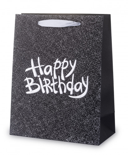 Čierna darčeková taška Happy Birthday