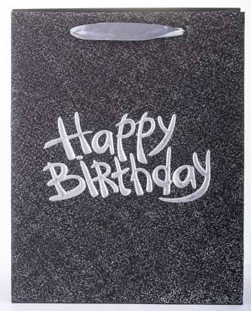 detail Čierna taška Happy Birthday strieborná GD DESIGN