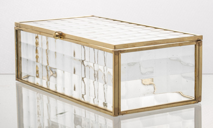 detail Sklenená krabička so zlatým rámom GD DESIGN