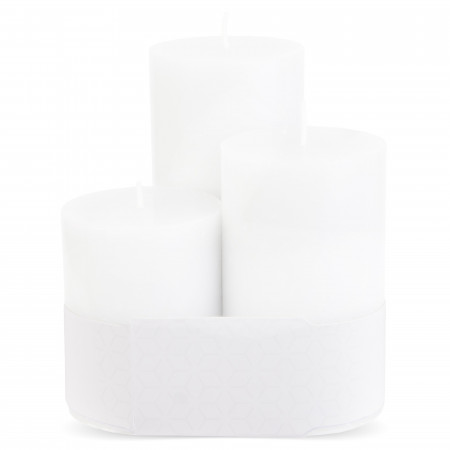 detail Vonná sviečka lino blanco klasická biela valec 3 kusy GD DESIGN