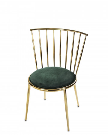 detail Kovová stolička zlatá so zeleným sedákom GD DESIGN