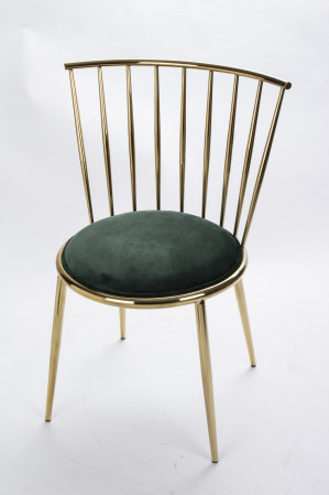 detail Kovová stolička zlatá so zeleným sedákom GD DESIGN