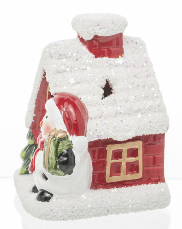 detail Vianočný domček so snehuliakom a svetielkami GD DESIGN