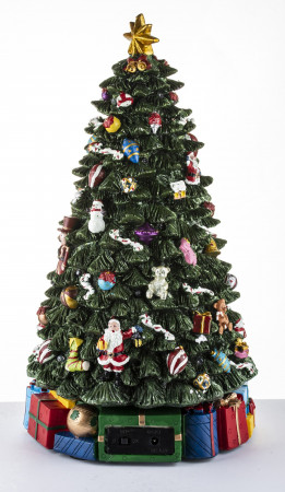 detail Otočný vianočný stromček s hudobnou skrinkou a LED dekoráciou GD DESIGN