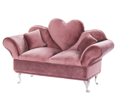 Růžová šperkovnice sedačka srdce