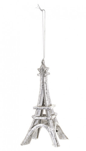 Vianočná ozdoba Eiffelova veža strieborná