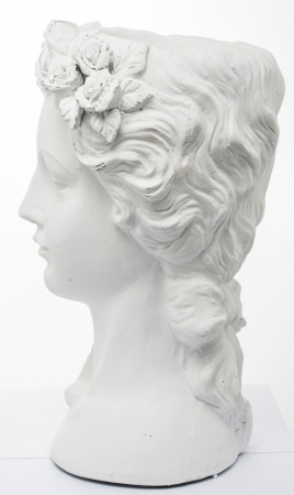 detail Bílý obal na květináč hlava GD DESIGN