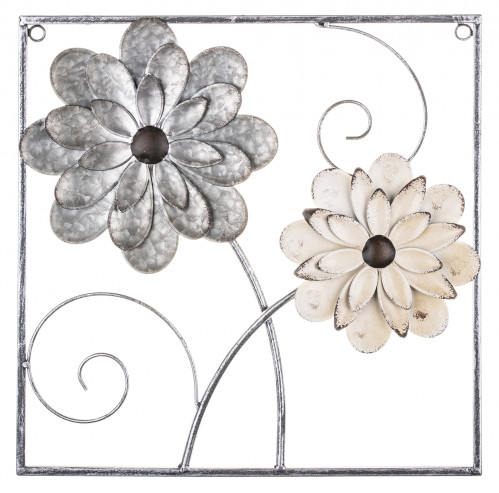 Nástenná dekorácia kovové kvety