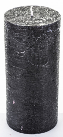 detail Pl Černá svíčka rustikální velký válec fi7 GD DESIGN