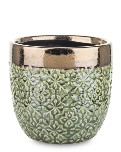 Zelený kvetináč z keramiky