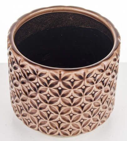 detail Hnedý kvetináč z keramiky GD DESIGN