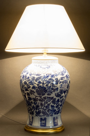 detail Veľká lampa s modrými kvetmi GD DESIGN