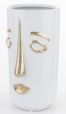 detail Váza bílá se zlatým obličejem GD DESIGN