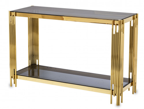 Konzolový stolík zlatý sklo