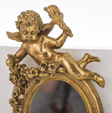 detail Zlaté zrkadlo s anjelikom GD DESIGN