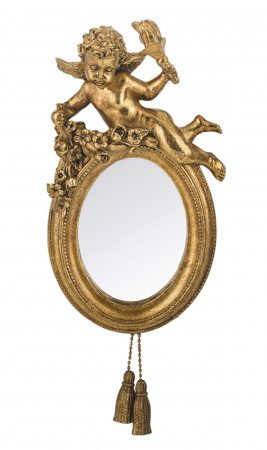 detail Zlaté zrkadlo s anjelikom GD DESIGN