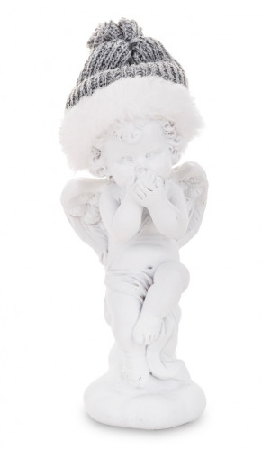 Vánoční figurka anděl s šedou čepičkou