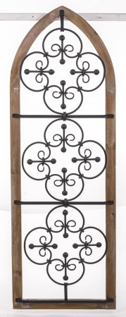detail Dekorácia na stenu drevené okno s kovanými prvkami GD DESIGN