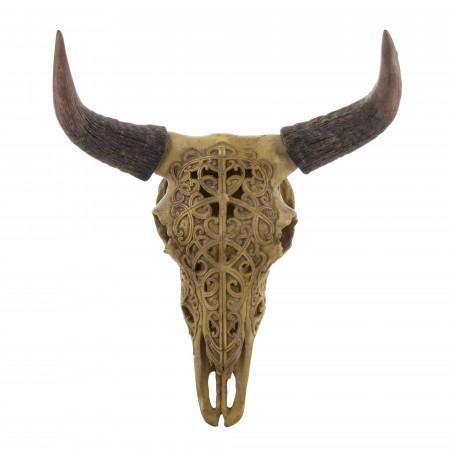 detail Nástenná býčia lebka s ornamentmi  GD DESIGN