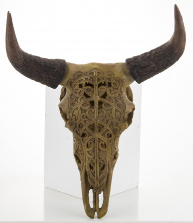 detail Nástenná býčia lebka s ornamentmi  GD DESIGN