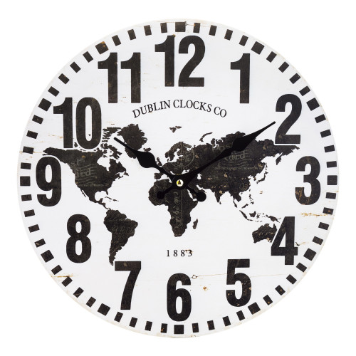 Čiernobiele hodiny mapa sveta