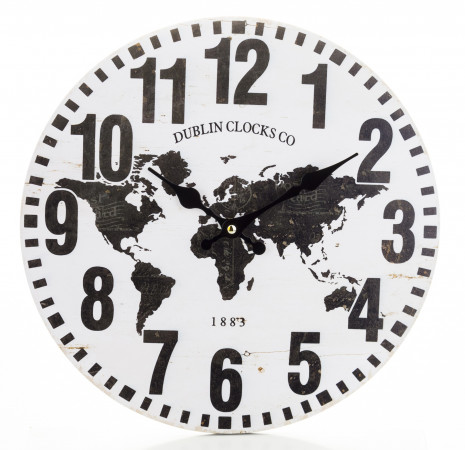 detail Čiernobiele hodiny mapa sveta GD DESIGN