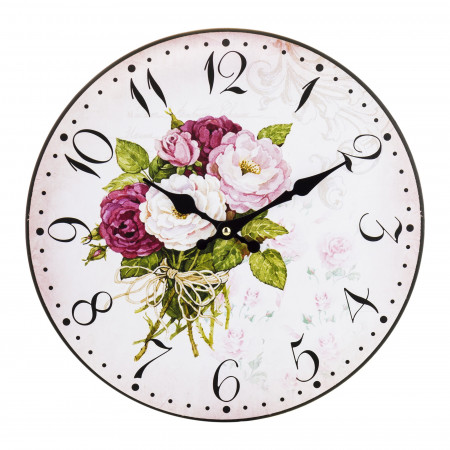 detail Biele hodiny s kvetinami GD DESIGN