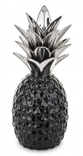 Čierny ananás so striebornými listami 29 cm