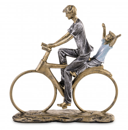 detail Figurka muž s dítětem jedoucí na kole GD DESIGN