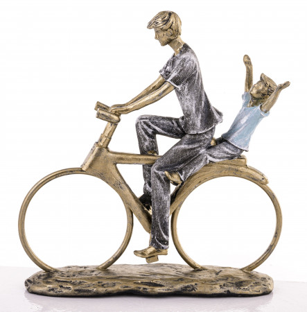 detail Figurka muž s dítětem jedoucí na kole GD DESIGN